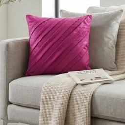 "Faux Suede Fuchsia Pink Throw Pillow Cover 16""x16" - thumbnail 1