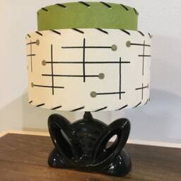 Mid Century Vintage Style 2 Tier Fiberglass Lamp Shade Modern Atomic Olive Green/Ivory - thumbnail 2