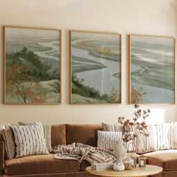 River Delta Trio, Coastal Wetland Wall Art Set - thumbnail 4