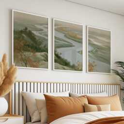 River Delta Trio, Coastal Wetland Wall Art Set - thumbnail 3