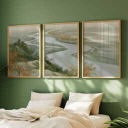 River Delta Trio, Coastal Wetland Wall Art Set - thumbnail 2