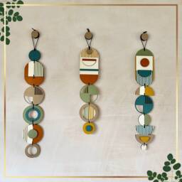 Geometric Plywood Wall Hanging - Mid-Century Modern Art, Handmade - thumbnail 2