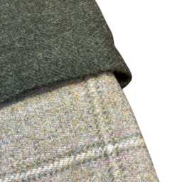 Tweed 100% Wool Christmas Stocking in Ivory Beige Grey Windowpane Design - thumbnail 2