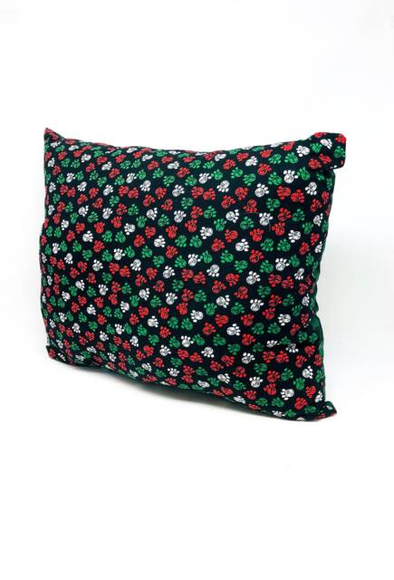 Christmas Paw Print - Throw Pillow Pet Bed Green Plaid - image 1
