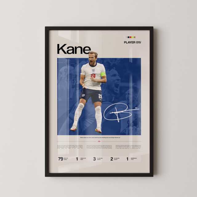 Harry Kane England Captain Poster, Football Stats Wall Art, Striker Print, Soccer Room Decor, Gift - image 1