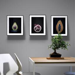 Pomegranate Oil Pastel Painting Minimalist Kitchen Wall Art - thumbnail 4