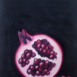 Pomegranate Oil Pastel Painting Minimalist Kitchen Wall Art - thumbnail 3