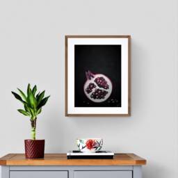 Pomegranate Oil Pastel Painting Minimalist Kitchen Wall Art - thumbnail 2