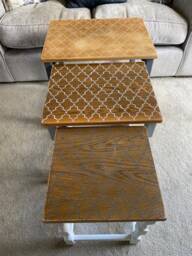 Moroccan Grey Nest Of Tables Hand Painted - thumbnail 1
