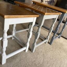 Moroccan Grey Nest Of Tables Hand Painted - thumbnail 3