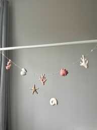 Nautical Handmade Garland Starfish, Coral, Seashells, Coastal Wall Garland, Custom Ocean Nursery Hanging Decor