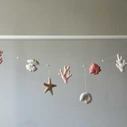 Nautical Handmade Garland Starfish, Coral, Seashells, Coastal Wall Garland, Custom Ocean Nursery Hanging Decor - thumbnail 3