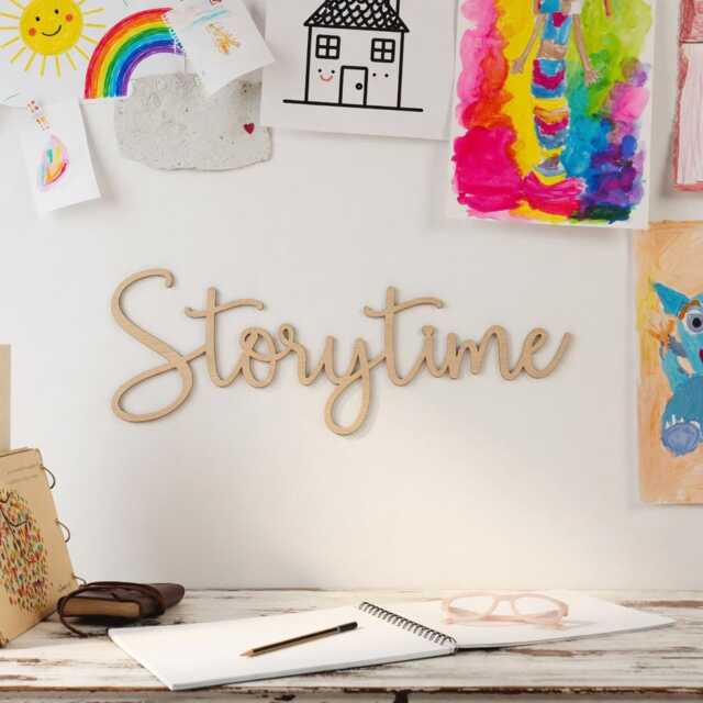 Storytime Wooden Script Sign Bedroom Home Door Wall Decor Black Sticker - image 1