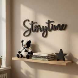 Storytime Wooden Script Sign Bedroom Home Door Wall Decor Black Sticker - thumbnail 2