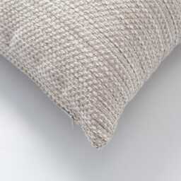 Boho Woven Stripe Pillow Cover Neutral Beige & White Cotton 18x18 - thumbnail 2