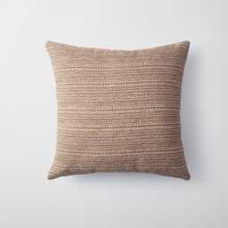 Boho Woven Stripe Pillow Cover Neutral Beige & White Cotton 18x18 - thumbnail 3