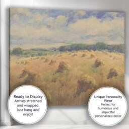 Rustic Harvest Hay Bale Field Watercolour Landscape Canvas Wall Art Print Decor Picture Ready To Hang - thumbnail 3
