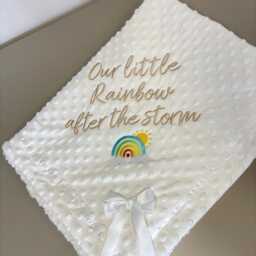 Our Little Rainbow After The Storm - Baby Blanket, Personalised Embroidered Rainbow Memorial Blanket - thumbnail 2
