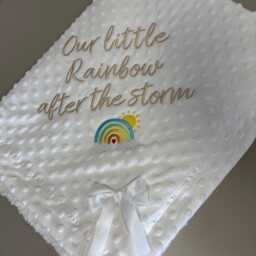 Our Little Rainbow After The Storm - Baby Blanket, Personalised Embroidered Rainbow Memorial Blanket - thumbnail 3
