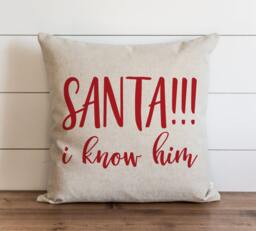 Santa I Know Him_Color 20 X Pillow Cover // Christmas Holiday Movie Quote Throw Gift Accent - thumbnail 1
