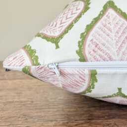 1722. Ava Pear Green Leaves Handmade 100% Cotton Cushion Cover, Various Sizes - thumbnail 2