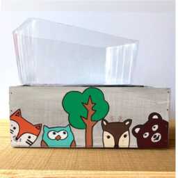 Woodland Animals Planter, Hand-Painted Nursery Decor - thumbnail 3