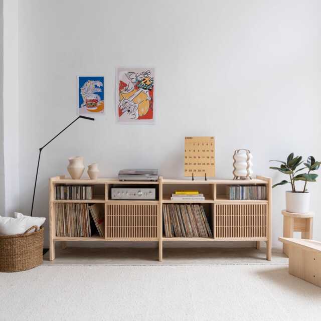 Wooden Turntable Stand, Vinyl Record Storage, 201.4 cm - Mesquida Medium - image 1