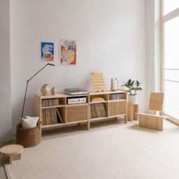 Wooden Turntable Stand, Vinyl Record Storage, 201.4 cm - Mesquida Medium - thumbnail 2