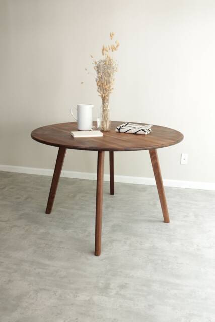 Midcentury Modern Round Dining Table - Solid Walnut Customizable - image 1
