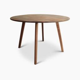 Midcentury Modern Round Dining Table - Solid Walnut Customizable - thumbnail 2