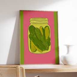 Pickles Kitchen Poster, Retro Pop Art Food Print, Colorful Modern Wall Decor, Funky Print - thumbnail 2