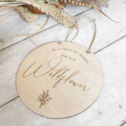 Wildflower Nursery Decor Laser Engraved Wooden Wall Hanging - thumbnail 2