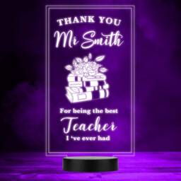 Floral Books Thank You The Best Teacher Personalised Colour Changing Night Light - thumbnail 1