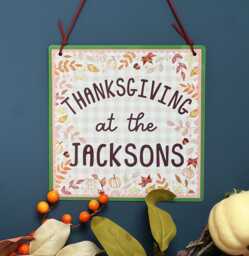 Thanksgiving At The... Metal Sign - Plaque Personalised Wall Hanging Family For Fall Autumn - thumbnail 1