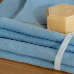 stone Washed Linen Towel Set, Sky Blue Bath & Hand Towels - thumbnail 2