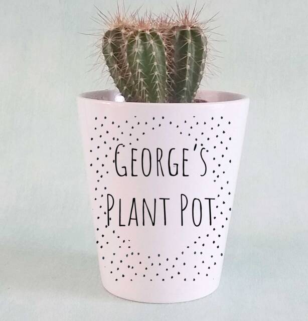 Personalised Ceramic Plant Pot Child's Initial Name, Birthday Gift - image 1