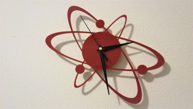Acrylic Wall Clock, Atom, Laser Cut, Acrylic Plastic - image 1