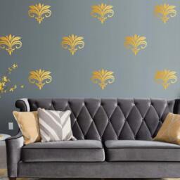 10 Damask Decals, Damask Sticker, Removable Art Deco Wallpaper Decal, Decorative Wall Pattern Gold Metallic Decal Flourish Ornament - thumbnail 3