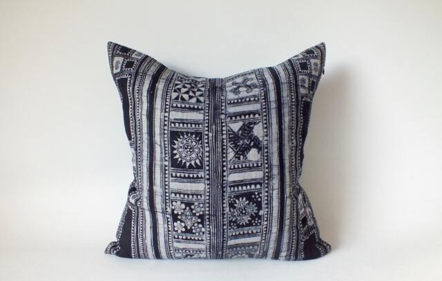 Throw Pillows Vintage Batik Hmong Indigo Hemp Decorative Accent Throw Cushion Cover Tribal Pillow Case Living Room Sofa Couch Cushions - image 1