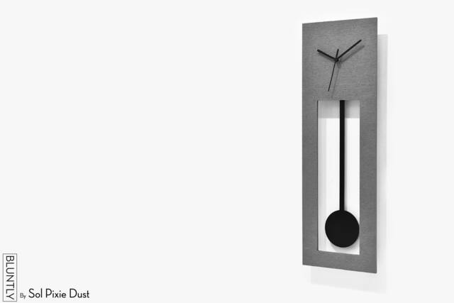 Bluntly Modern Design - Grandfather Pendulum Wall Clock/Table Customize Concrete Frame Black - The Main Photo - image 1