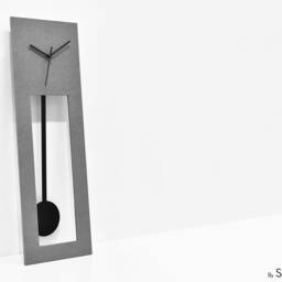 Bluntly Modern Design - Grandfather Pendulum Wall Clock/Table Customize Concrete Frame Black - The Main Photo - thumbnail 3