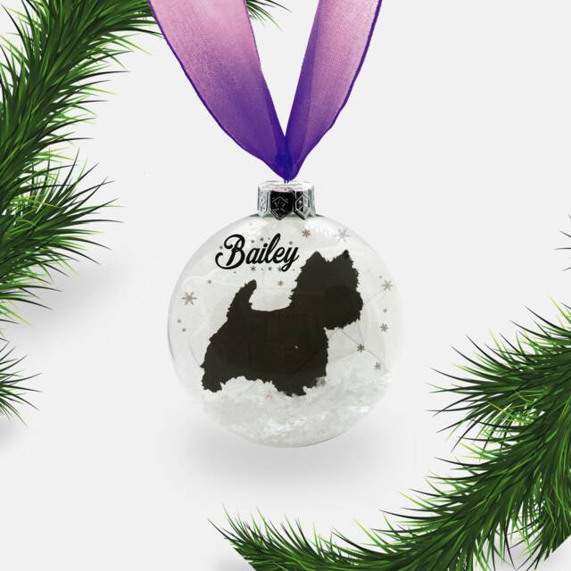Westie West Highland Terrier Dog Personalised Ornament - Custom Glass Christmas Bauble - image 1