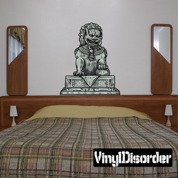 Chinese Monument Scroll Wall Decal - Fabric Vinyl Removable & Reusable Chinesemonumentsuscolor004Et