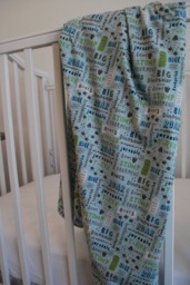 Dinosaur Swaddle Blanket, Newborn Jersey Knit Blanket in Blue With Green, Brown & White Accents, Baby Shower Gift - thumbnail 1