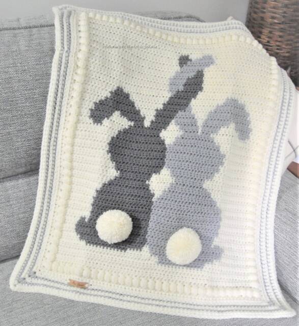 Crochet Bunny Baby Blanket Handmade Acrylic Cot Blanket - image 1