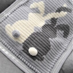 Crochet Bunny Baby Blanket Handmade Acrylic Cot Blanket - thumbnail 2