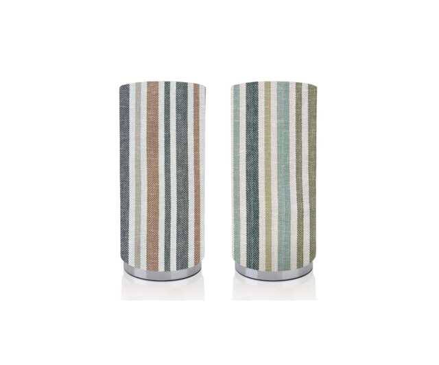 Handmade Striped Fabric Lamp, Pampas Or Burnt Orange, Chrome Base, UK Made - image 1