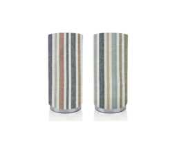 Handmade Striped Fabric Lamp, Pampas Or Burnt Orange, Chrome Base, UK Made - thumbnail 1