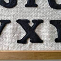 Black Felt Woven Cotton Alphabet Lettering Typography Wall Hanging Tasmanian Oak Home Decor Nursery Kids Bedroom & White Neutral - thumbnail 3