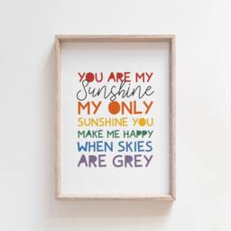 Set Of 3 Girls Nursery Prints, You Are My Sunshine Wall Art, Boys Rainbow Girl Bedroom - thumbnail 3